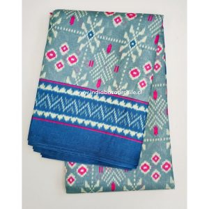 SARI HINDÚ SEDA KHADI AZUL