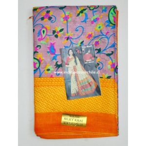 SARI INDIO SEDA KHADI BORDE AMARILLO