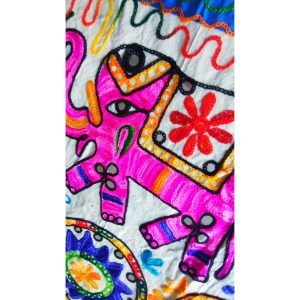 CARPETA MESA BORDADO ELEFANTE FUCSIA