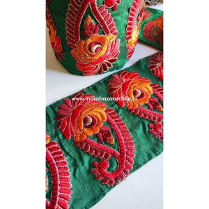 CINTA GRANDE BORDADA ROSA PAISLEY VERDE 1 METRO