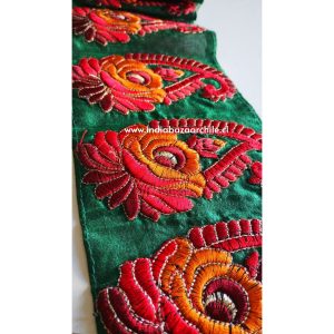 CINTA GRANDE BORDADA ROSA PAISLEY VERDE 1 METRO