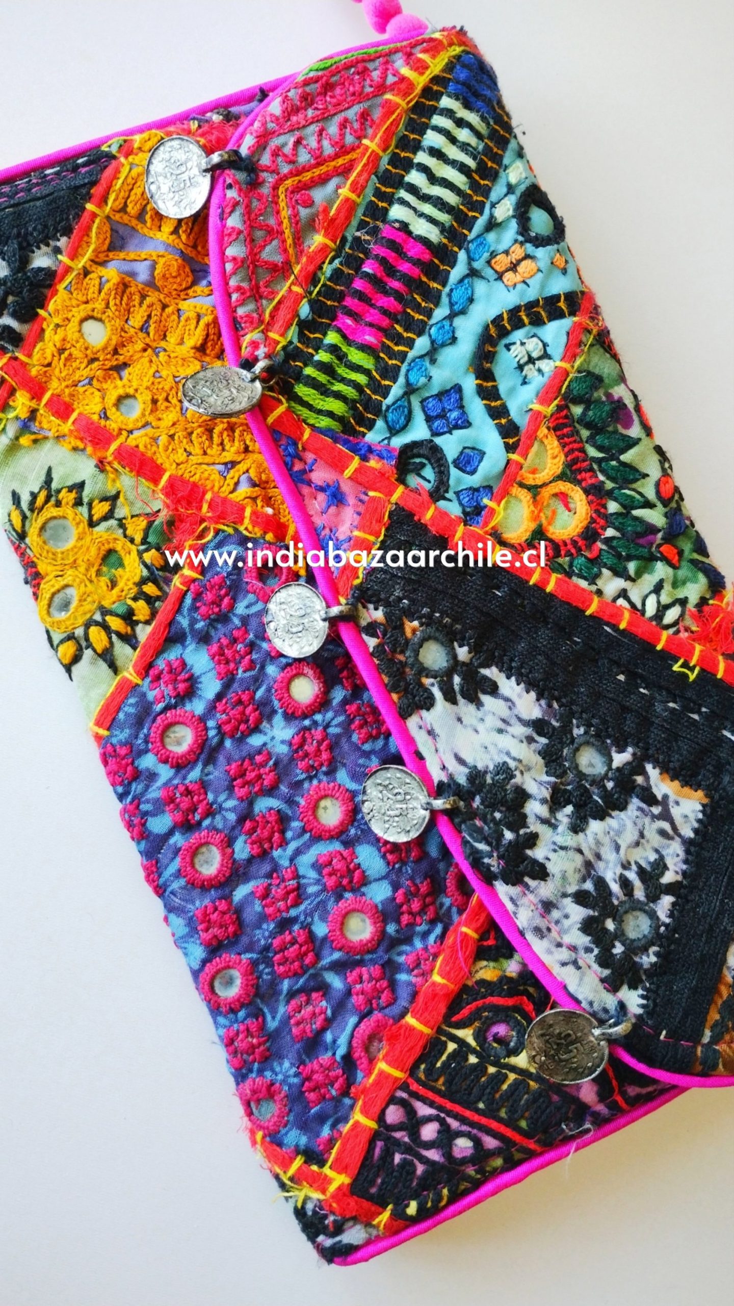SOBRE VINTAGE FUCSIA CON MONEDAS - Imagen 2