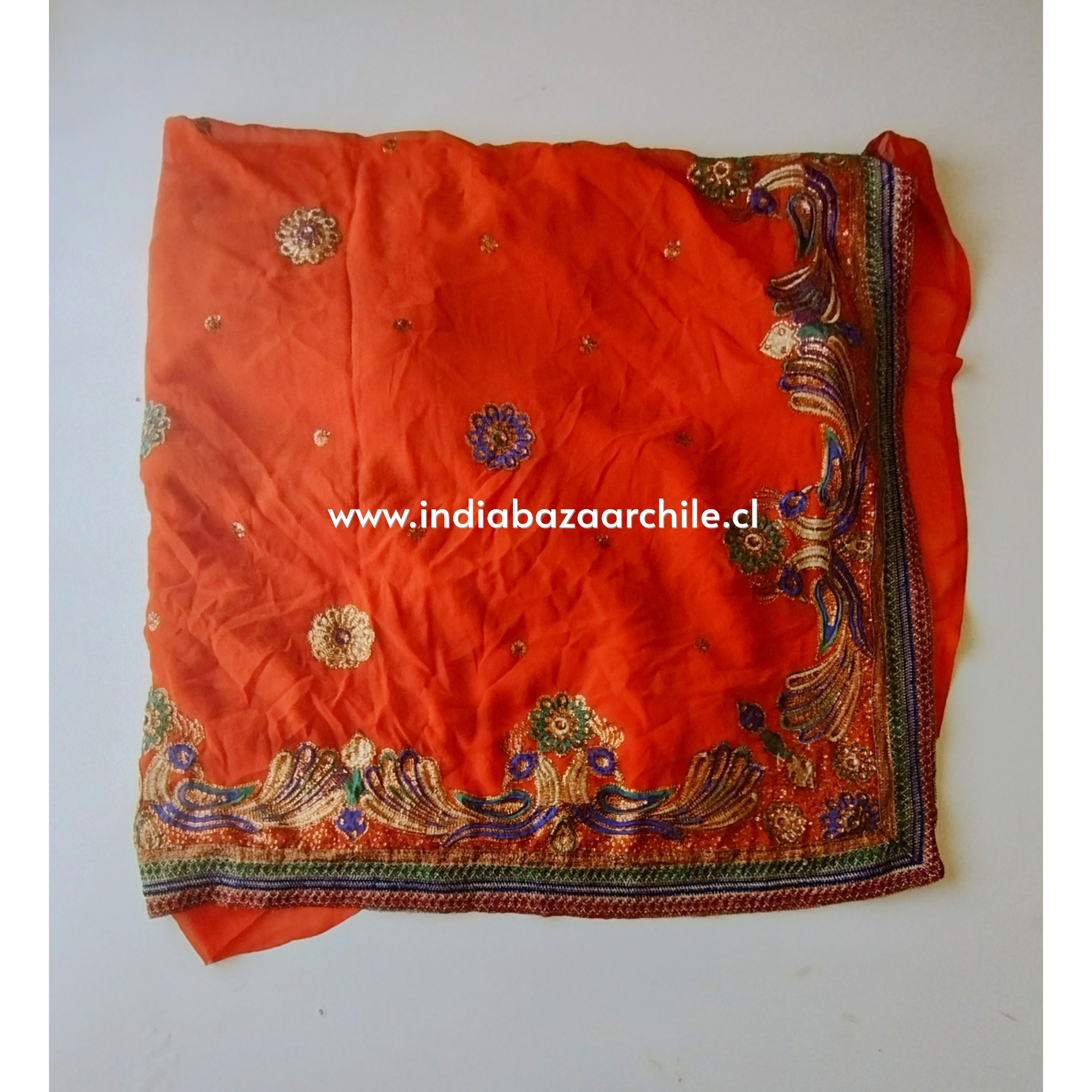 SARI HINDÚ CHIFON BORDADO 2