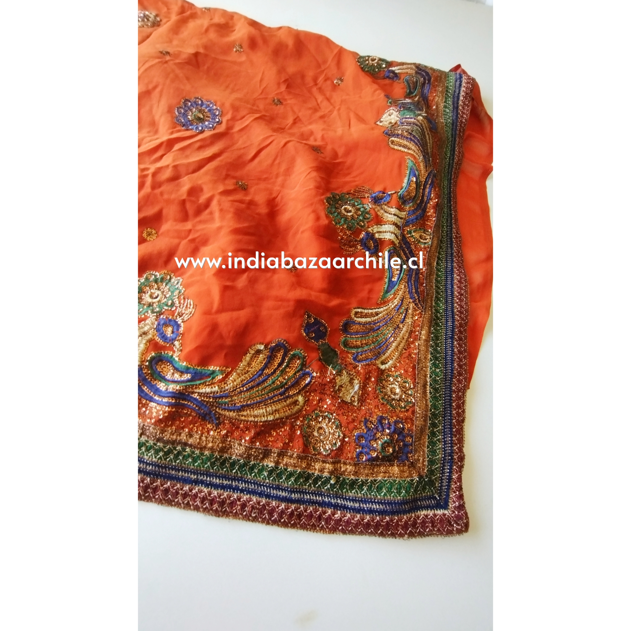 SARI HINDÚ CHIFON BORDADO 2 - Imagen 2