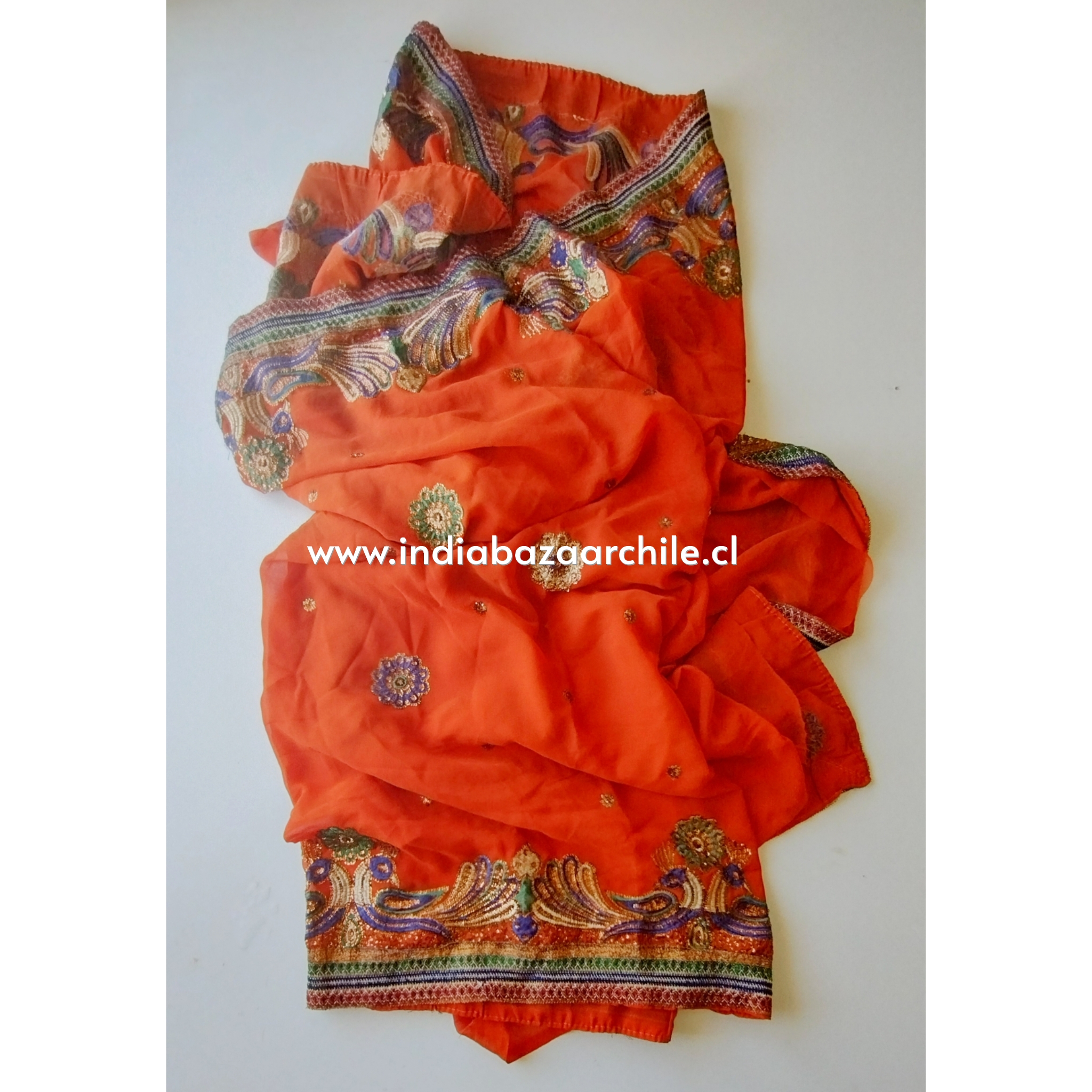 SARI HINDÚ CHIFON BORDADO 2 - Imagen 3