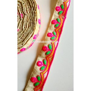 CINTA BORDADA INDIA FLUOR 1 METRO