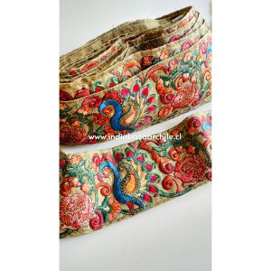 PIEZA 2.4 MT CINTA BORDADA INDIA PAVO REAL