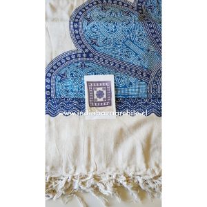 TELA MANDALA GRUESA 100% ALGODÓN FLOR AZUL