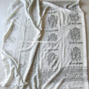PAÑUELO DEVOCIONAL GANESH BLANCO VERDE XL