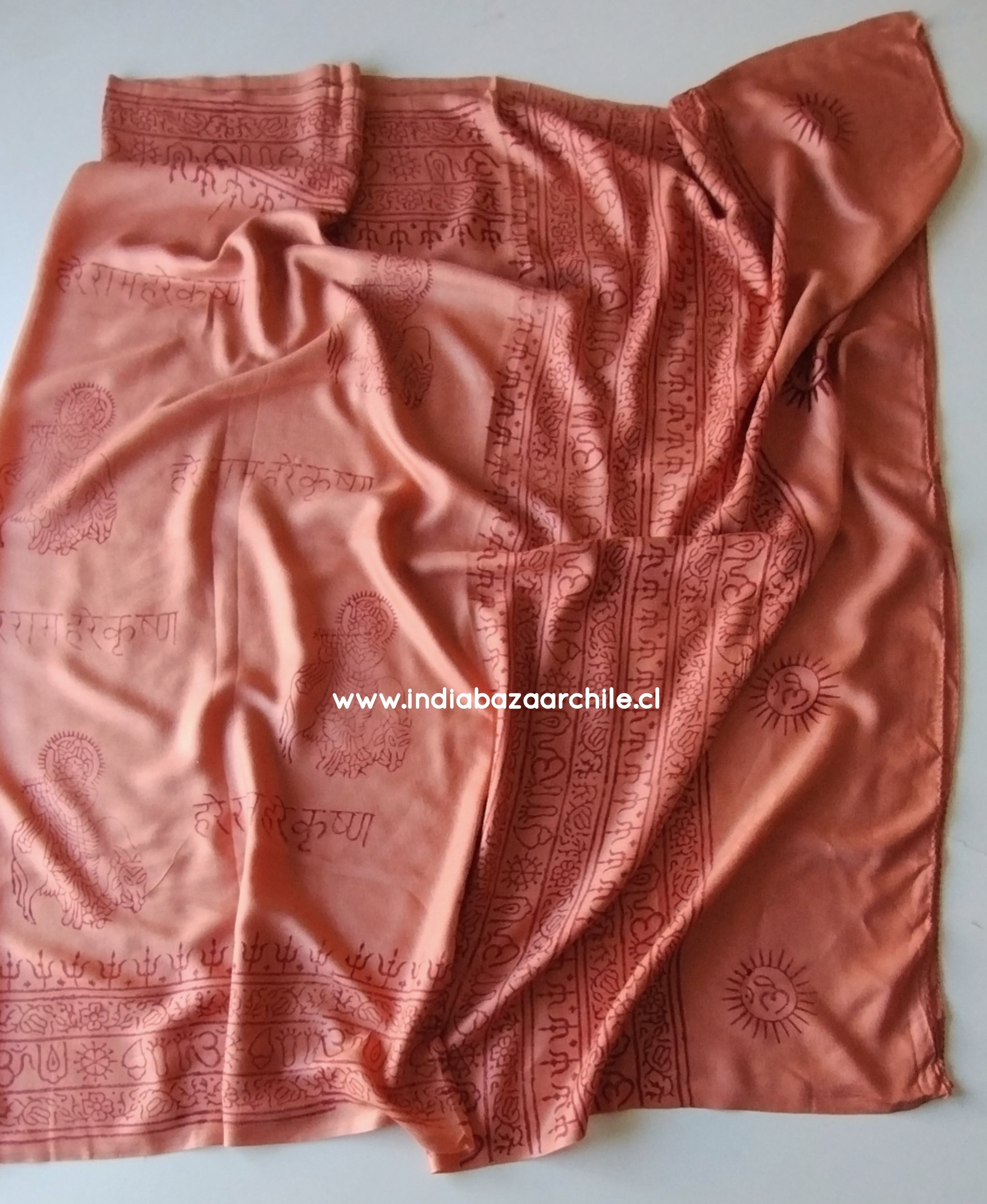 PAÑUELO DEVOCIONAL KRISHNA TERRACOTA XL - Imagen 3