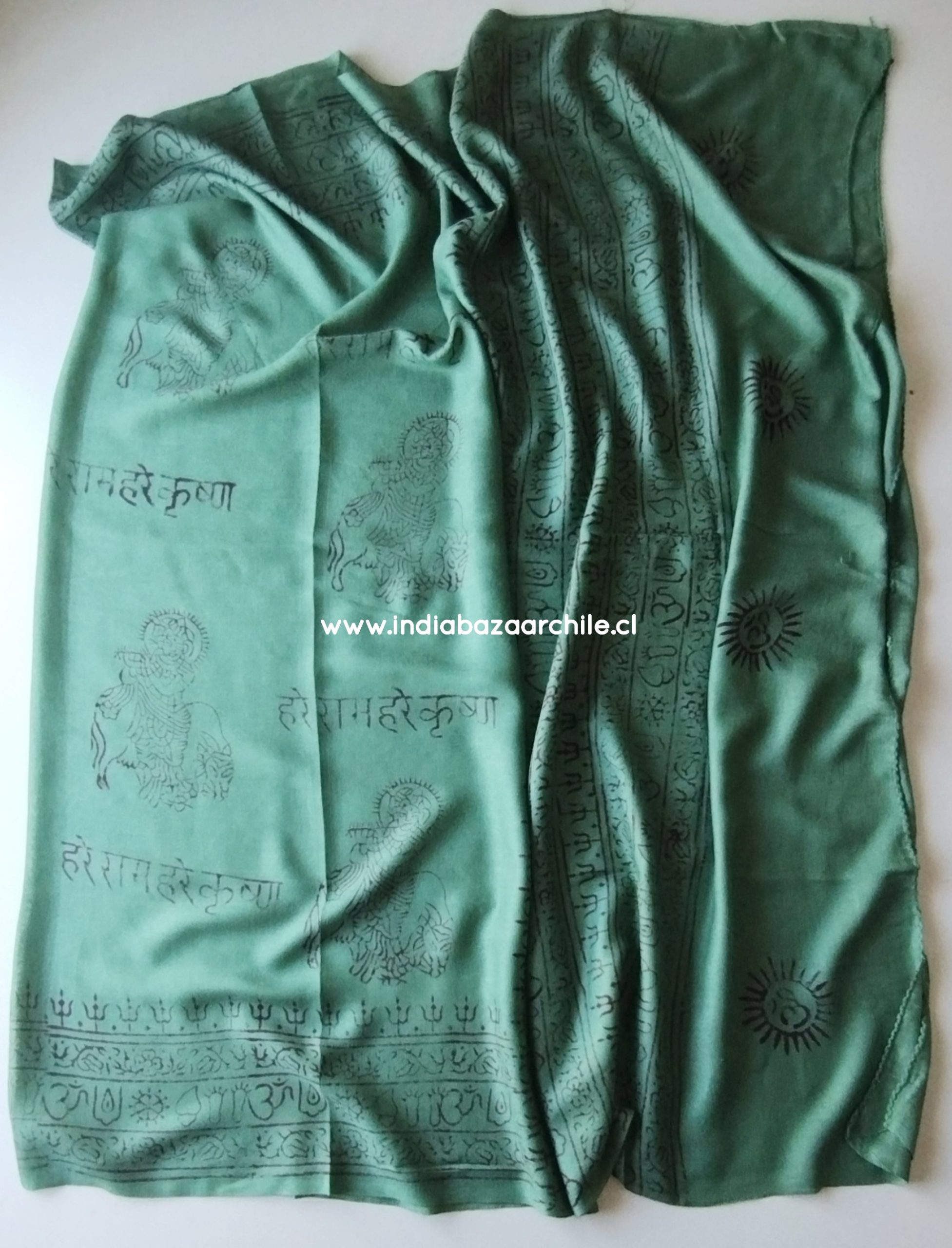 PAÑUELO DEVOCIONAL KRISHNA VERDE XL - Imagen 3