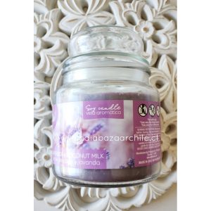 VELA SOYA AROMÁTICA LAVANDA LECHE DE COCO ( SIN HUMO )