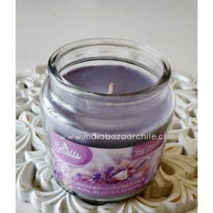 VELA SOYA AROMÁTICA LAVANDA LECHE DE COCO ( SIN HUMO )