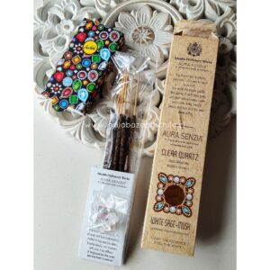 INCIENSO NATURAL SALVIA BLANCA Y ALMIZCLE CON CUARZO BLANCO
